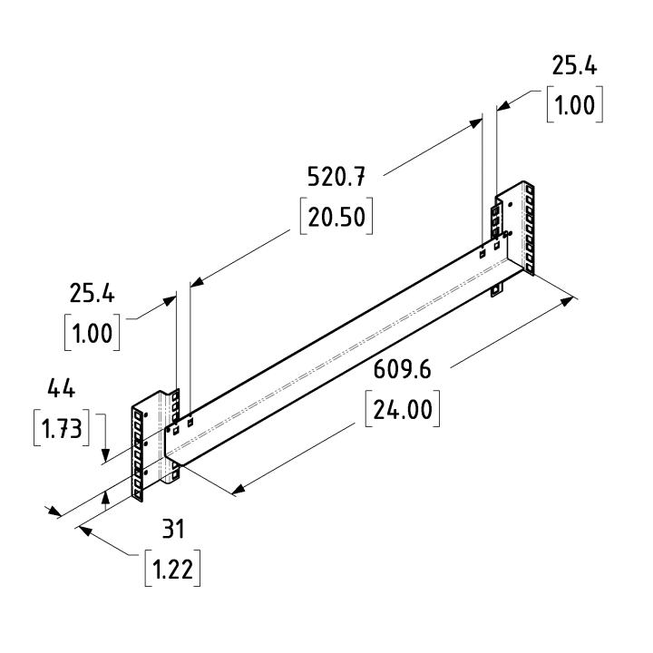 610mm Long Rack Shelf Support for R0883 Rack Rails