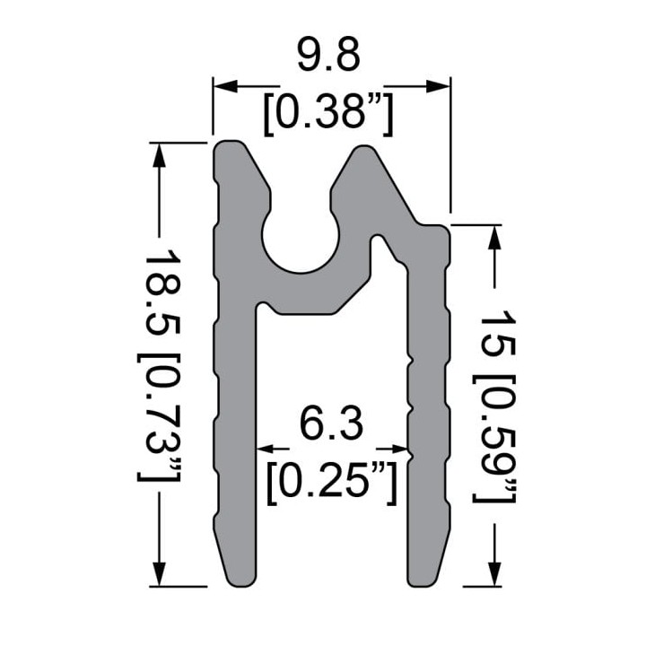 6.3mm Hybrid Extrusion with Gasket Groove - 4m Long