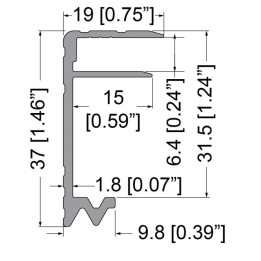 6.4mm Lid / Base Maker Hybrid Extrusion with 37mm x 19mm Legs - 4m Long