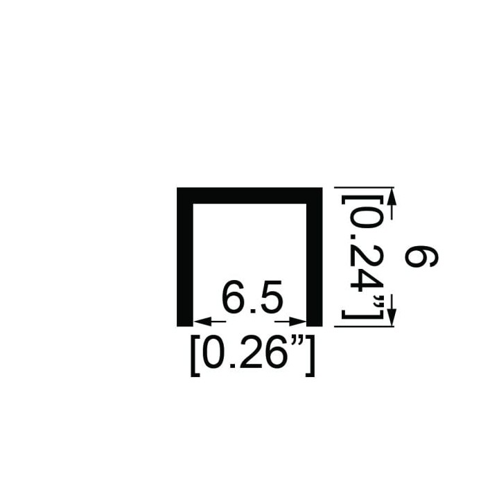 6.5mm Black Plastic Capping Section with 6.3mm Legs - 2m Long
