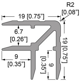 6.7mm Double Angle Extrusion with 19mm Legs - 2m Long