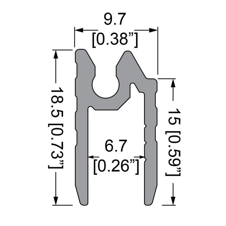 6.7mm Hybrid Extrusion with Gasket Groove - 4m Long