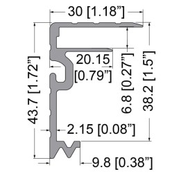 6.8mm Lid / Base Maker Hybrid Extrusion with 43mm x 30mm Legs and Built-in Keeper - 4m Long