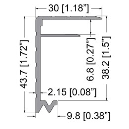 6.8mm Lid / Base Maker Hybrid Extrusion with 43mm x 30mm Legs - 4m Long