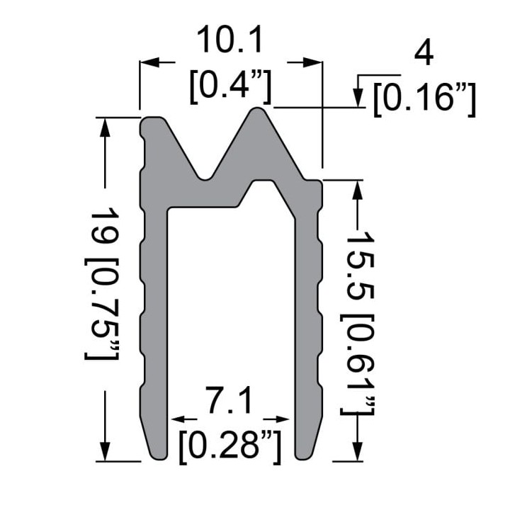 7.1mm Anodised Hybrid Extrusion - 4m Long
