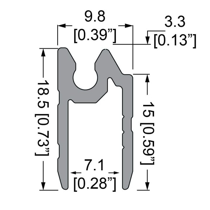 7.1mm Hybrid Extrusion with Gasket Groove - 2m Long