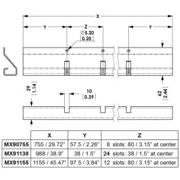 755mm Long Black Divider Strip for 9mm Dividers Panels