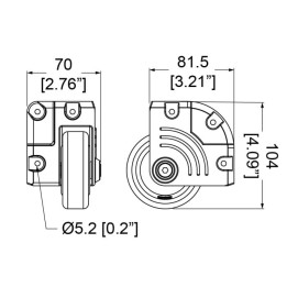 75mm Heavy Duty Zinc Corner Castor with Black Wheel