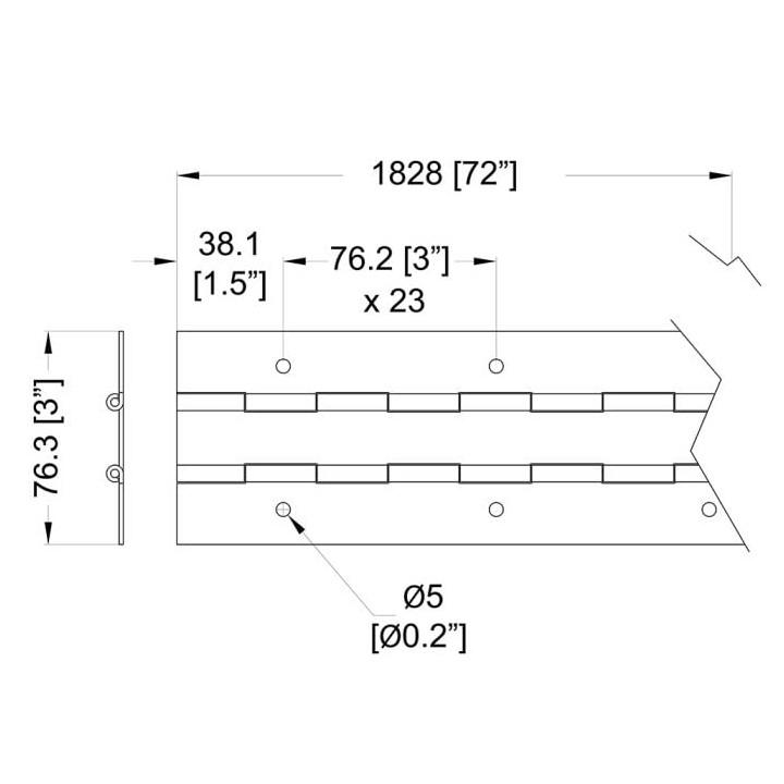 76mm Wide Zinc Punched Double Knuckle Hinge