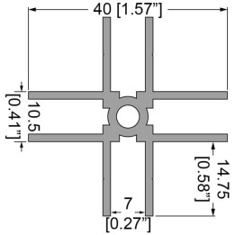 7mm 4-Way Divider Extrusion - 2m Long