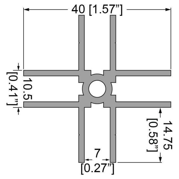 7mm 4-Way Divider Extrusion - 2m Long