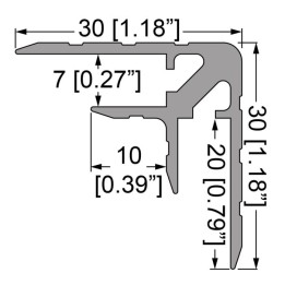 7mm Black Double Angle Extrusion with 30mm Legs - 4m Long