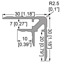 7mm Double Angle Extrusion with 30mm Legs - 2m Long