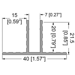 7mm Hat-Shaped Divider Extrusion - 2m Long