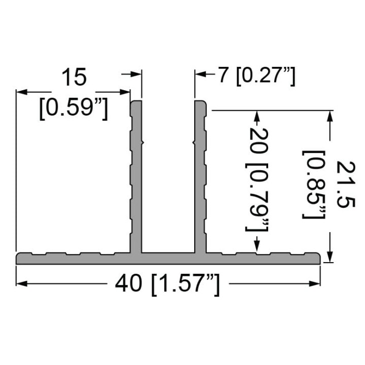 7mm Hat-Shaped Divider Extrusion - 4m Long