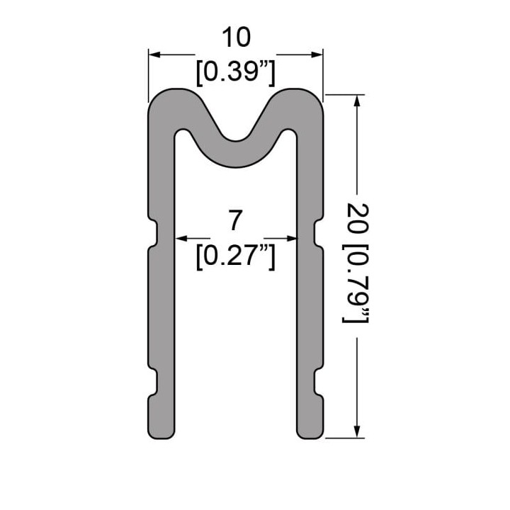 7mm Groove Extrusion Mates with EG-0310/1-2M Tongue Extrusion - 2m Long
