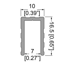 7mm U-Channel with 16.5mm Legs - 4m Long
