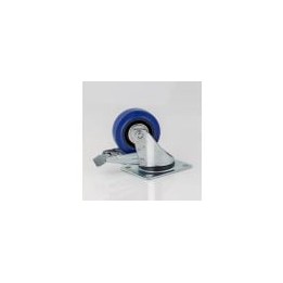 80mm Braked Swivel Castor with Rubber Blue Wheel