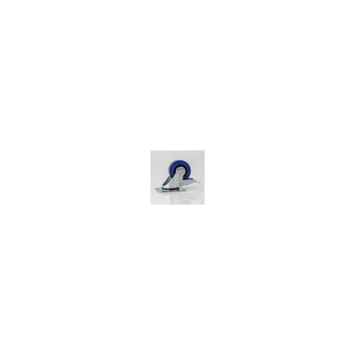 80mm Braked Swivel Castor with Rubber Blue Wheel