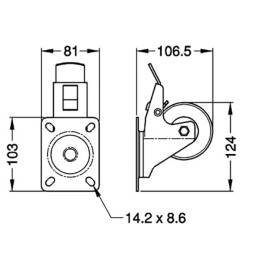 80mm Braked Swivel Castor with Rubber Black Wheel