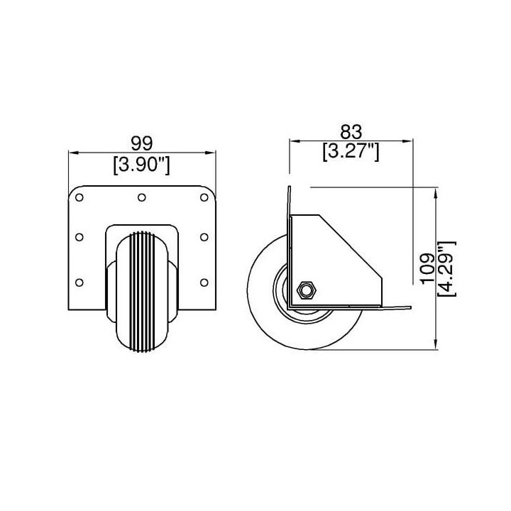 80mm Heavy Duty Zinc Edge Castor with Black Wheel