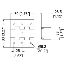 83.5mm x 70mm Double Knuckle Black Hinge