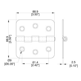 88.9mm x 88.9mm Heavy Duty Zinc Hinge