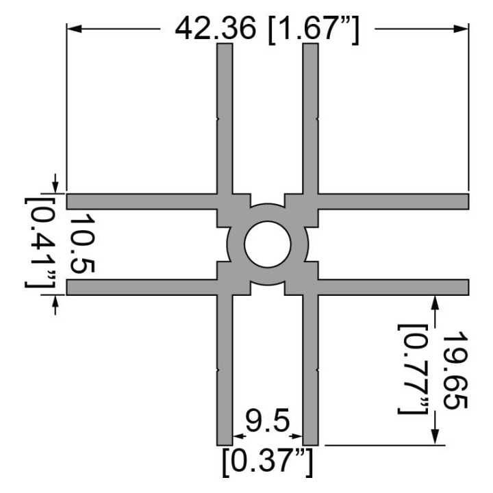 9.5mm 4-Way Divider Extrusion - 4m Long