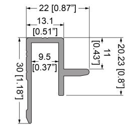 9.5mm Edge Extrusion with Lip for Slam-Lid System - 2m Long
