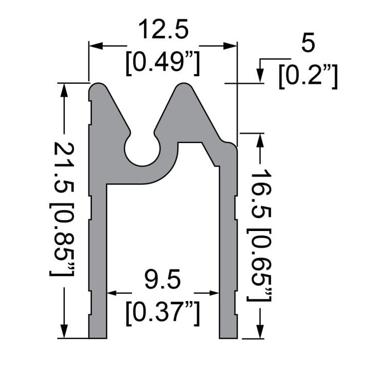 9.5mm Hybrid Extrusion with Gasket Groove - 4m Long