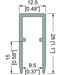 9.5mm U-Channel with 28mm Legs - 2m Long