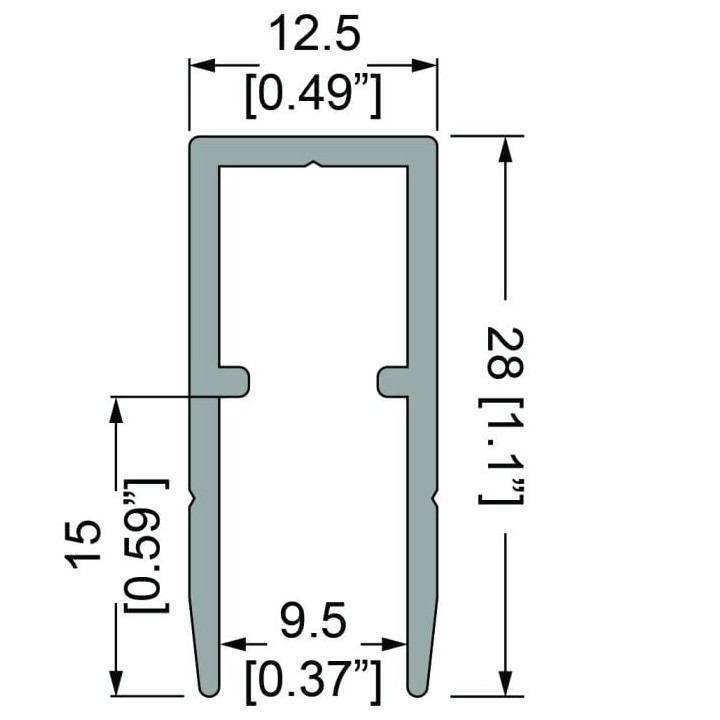 9.5mm U-Channel with 28mm Legs - 4m Long