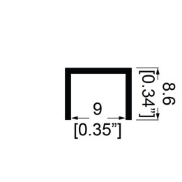 9mm Black Plastic Capping Section with 9.3mm Legs - 2m Long