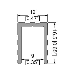 9mm U-Channel with 16.5mm Legs - 4m Long