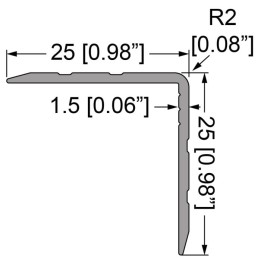 Anodised Single Angle Extrusion with 25mm Legs - 4m Long