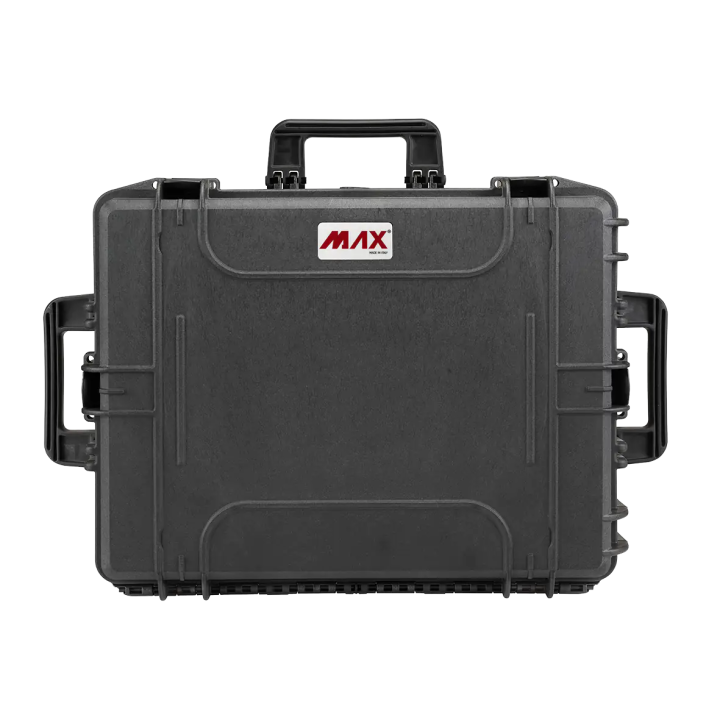 Black, cubed foams, INT 538x405xH245(50+195)mm, EXT 594x473xH270mm, 6,14kg, 53,38L