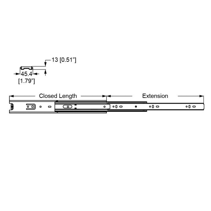 Black Drawer Slides - 45mm Wide - 600mm Long