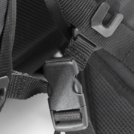 Black, empty Hard-shell backpack  INT. 484 x 315 x H158 (79,6 + 121,5)mm,  EXT 544 x 408 x 215,5 mm, 3,44 kg, 30L