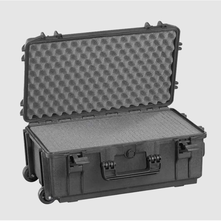 Black, High Density cubed foams with trolley, INT 520x290xH200(45+155)mm, EXT 585x361xH238mm, 4,02L