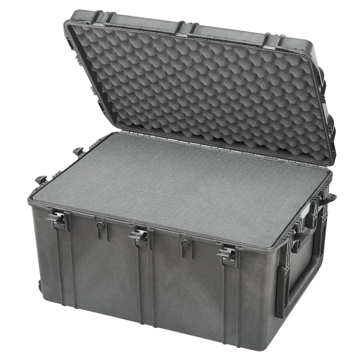 Black, cubed foams, INT 820x600xH450(70+380)mm, EXT 880x660xH483mm, 21kg, 221,4L