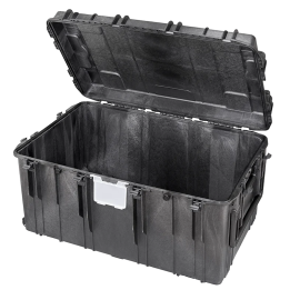 Black, empty with hinged lid, INT 1090 x 680 x H510, EXT 1178 x 780 x H584, 395L