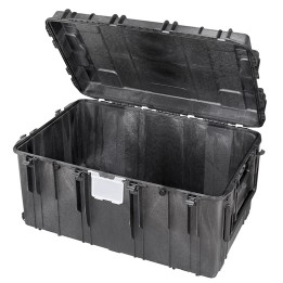 Black, empty with hinged lid, INT 1090 x 680 x H510, EXT 1178 x 780 x H584, 395L