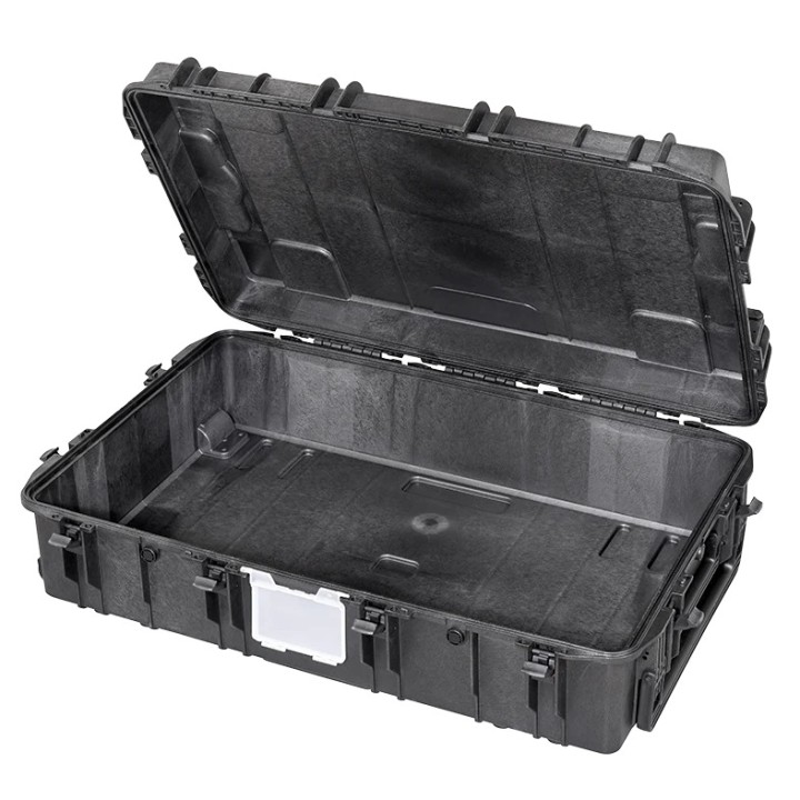 Black, empty with hinged lid,INT 1090 x 680 x H280, EXT 1178 x 780 x H330, 215 L