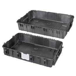 Black, empty with removable lid - 50/50 split lid and base, INT 1090 x 680 x H410 , EXT 1178 x 780 x H447, 300L