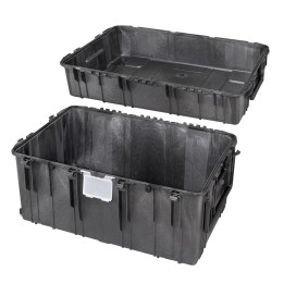Black, empty with removable lid, INT 1090 x 680 x H640, EXT 1178 x 780 x H702, 480L