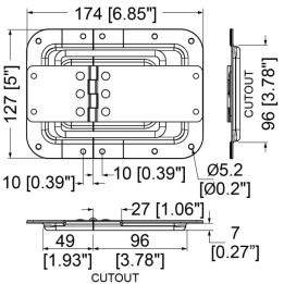 Black Large Lid Stay in 7mm Deep Shallow Dish with 27mm Offset