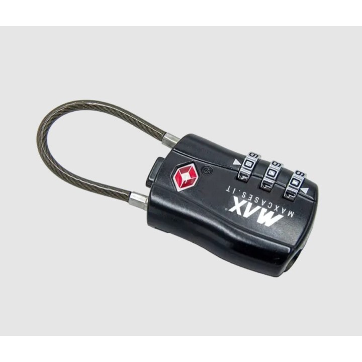 Black, TSA padlock with flexible shackle
