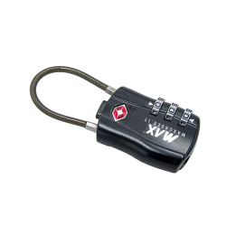 Black, TSA padlock with flexible shackle
