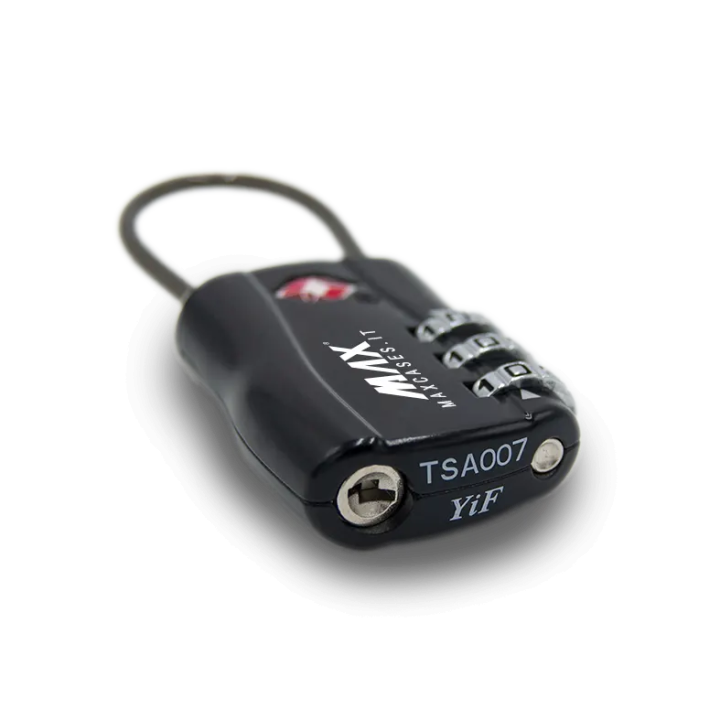 Black, TSA padlock with flexible shackle