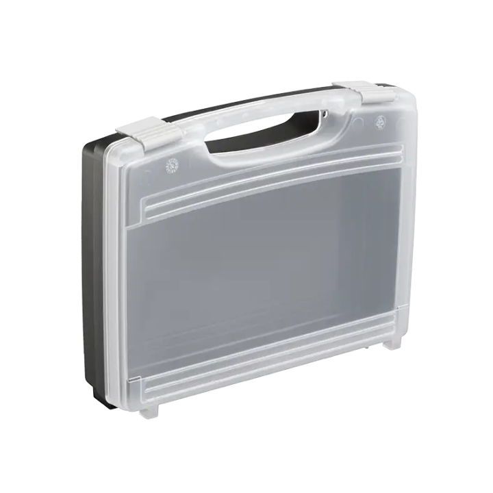 Black-Transparent lid, Polypropylene case mm. 260 x 210 x 60 with 2 egg foams